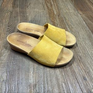 🔆 Marina Luma Comfort Sandals Mirta 1 Yellow Suede Slides Cork Footbed Siz…